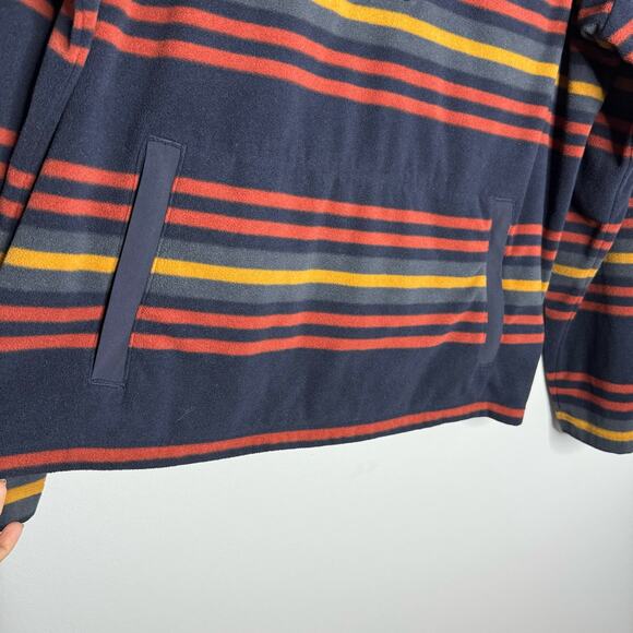 Duluth Trading Men's Doubleback Fleece Button Mock Pullover Blue Striped L - Picture 4 of 7